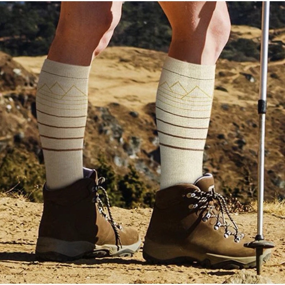 2-Pair Compression Knee High Socks By Happy Wool Unisex S/M Merino Wool Brown